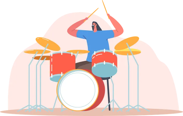 Man playing drum at a musical concert  Illustration