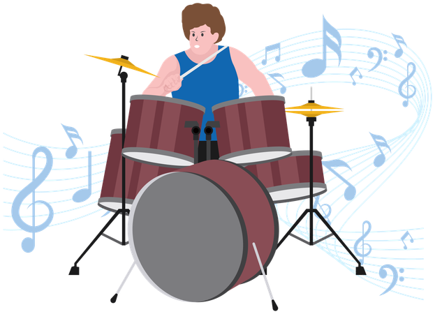 Man playing drum  Illustration