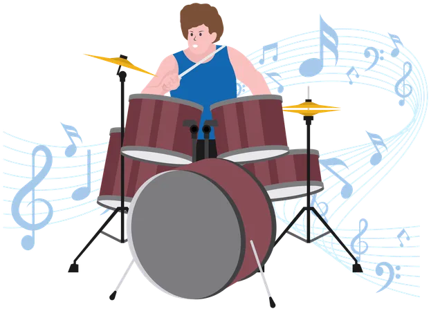 Man playing drum  Illustration