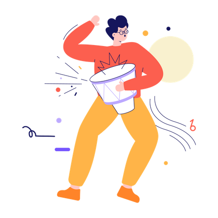 Man playing drum  Illustration