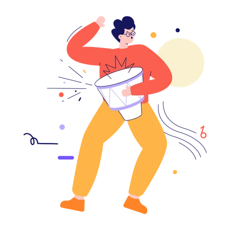 Man playing drum  Illustration