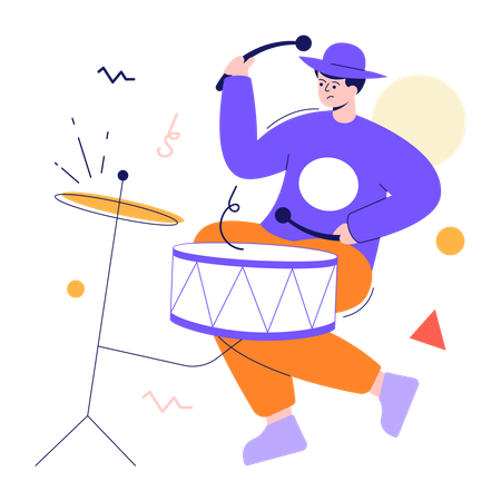 Man playing drum  Illustration