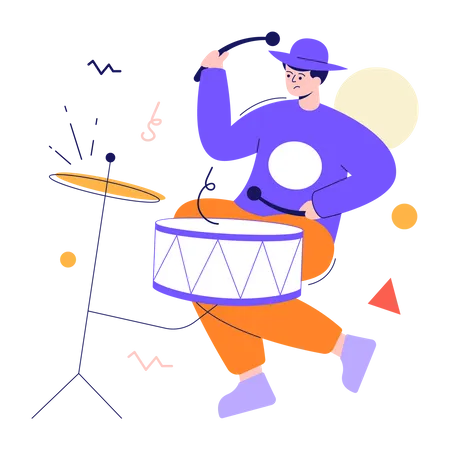 Man playing drum  Illustration