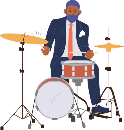 Man playing drum  Illustration