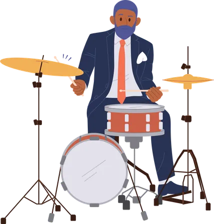 Man playing drum  Illustration