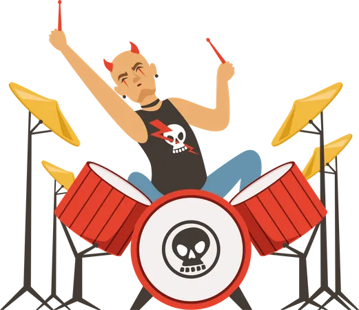 Man Playing Drum  Illustration