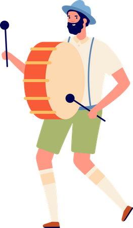 Man playing drum  Illustration