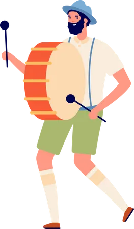 Man playing drum  Illustration