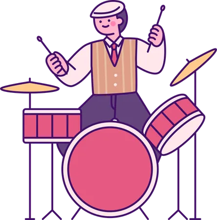 Man playing drummer  Illustration