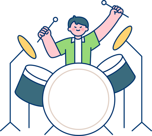 Man playing drums  Illustration