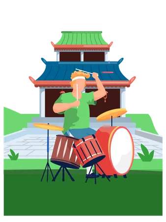 Man playing drums  Illustration