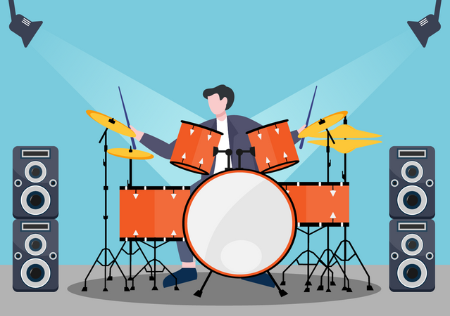 Man playing drums  Illustration