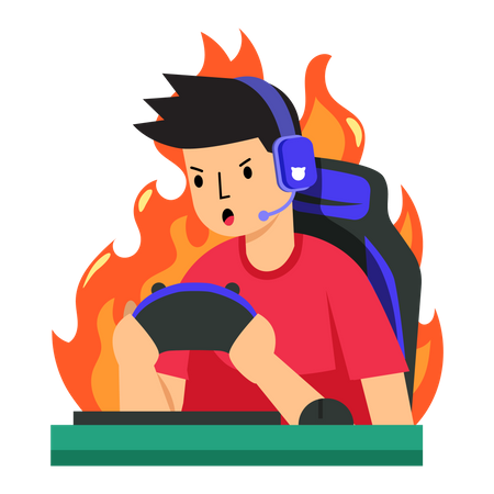 Man Playing Fire Moment Illustration