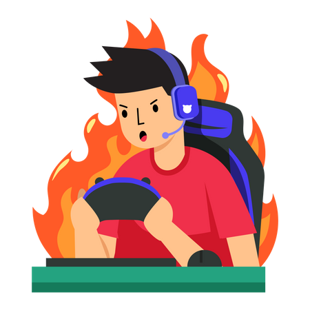 Man Playing Fire Moment  Illustration