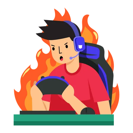 Man Playing Fire Moment  Illustration