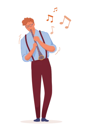 Man Playing Flute  Illustration