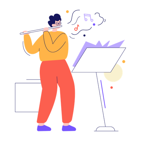 Man playing flute  Illustration