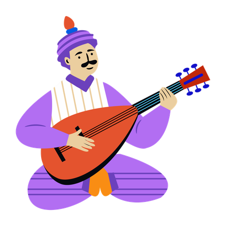 Man playing folk music  Illustration