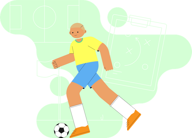 Man Playing Football Illustration