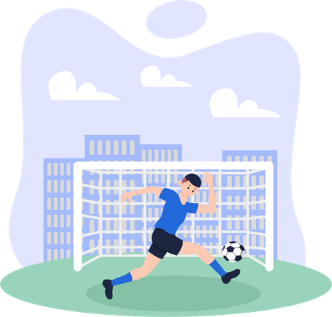 Man Playing Football  Illustration