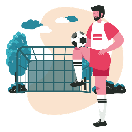 Man playing football  Illustration