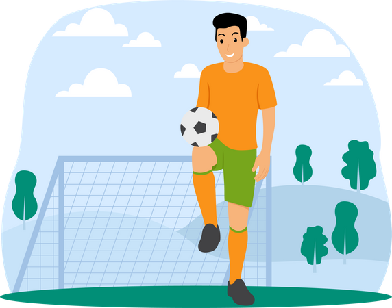 Man playing football  Illustration