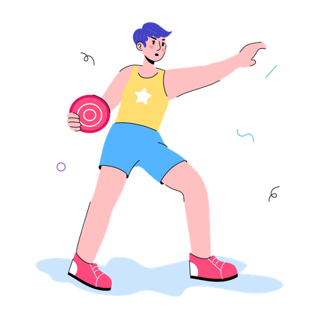 Man Playing Frisbee  Illustration