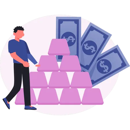 Man playing game for money  Illustration