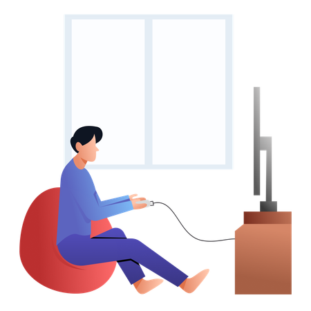 Man Playing Game  Illustration