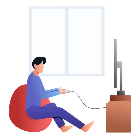 Man Playing Game  Illustration