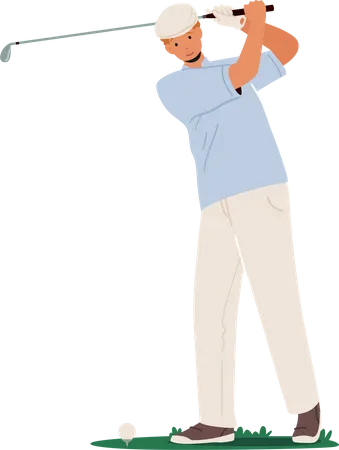 Young Smiling Man In Sport Uniform Holding Golf Club In Hands On Playing Course Isolated On White Background Summer Time Leisure Sport Training Or Competition Cartoon People Vector Illustration Illustration