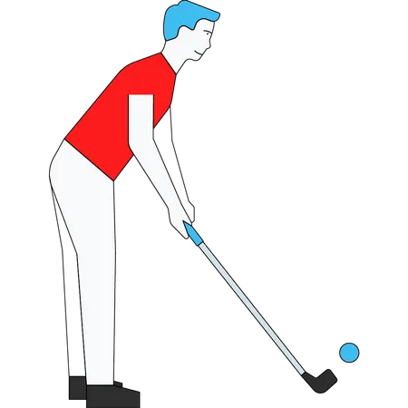 The Boy Is Playing Golf Illustration