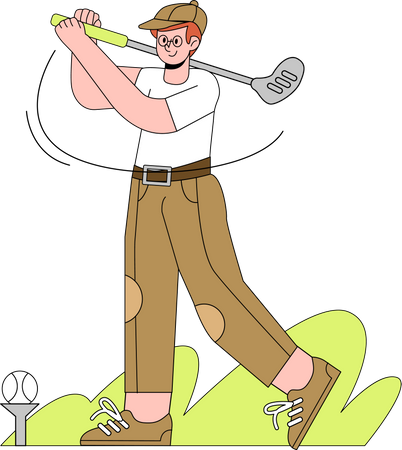 Man playing Golf Illustration