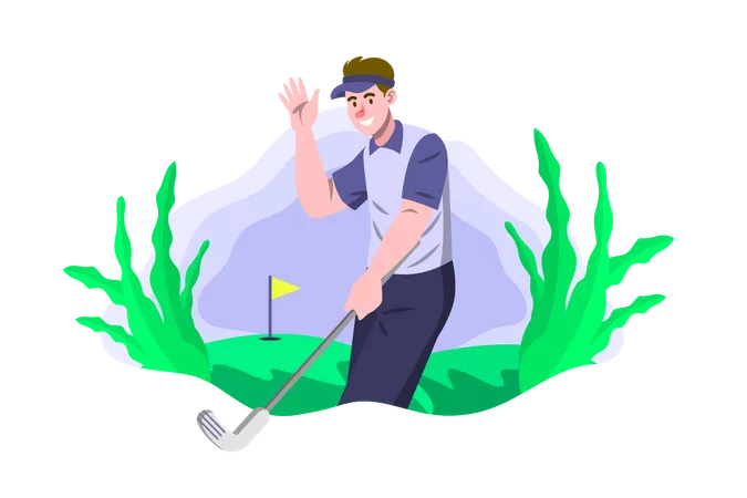 Man playing golf Illustration