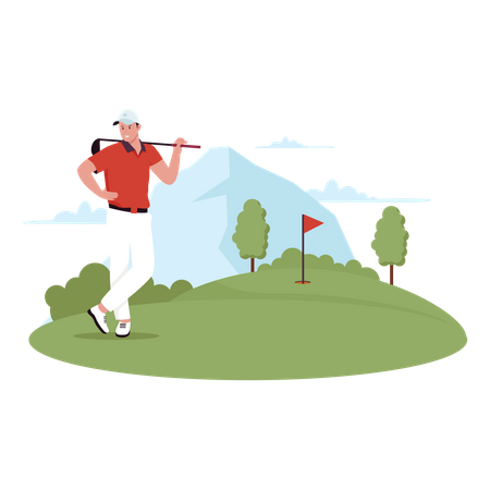 Man Playing Golf  Illustration