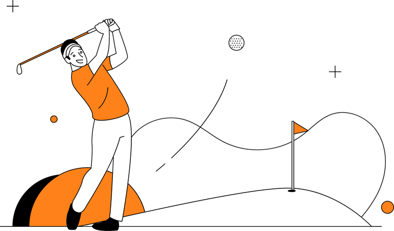 Man Playing Golf  Illustration