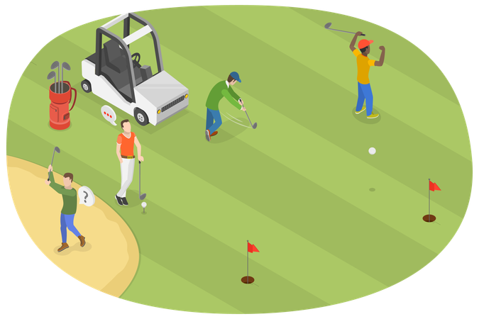 Man playing golf at Golf Club  Illustration
