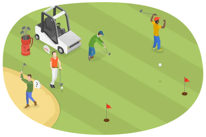 3 D Isometric Flat Vector Conceptual Illustration Of Golf Club Leisure Activity Illustration