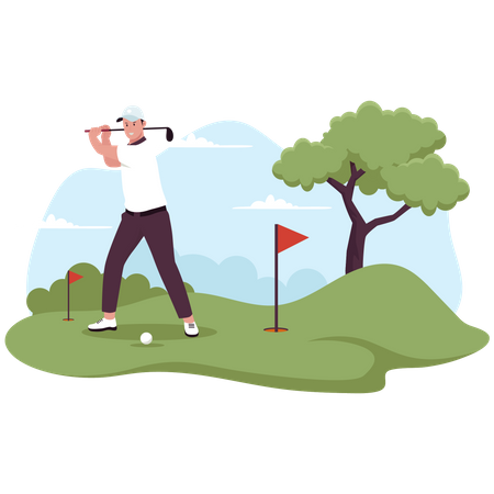 Man Playing Golf  Illustration