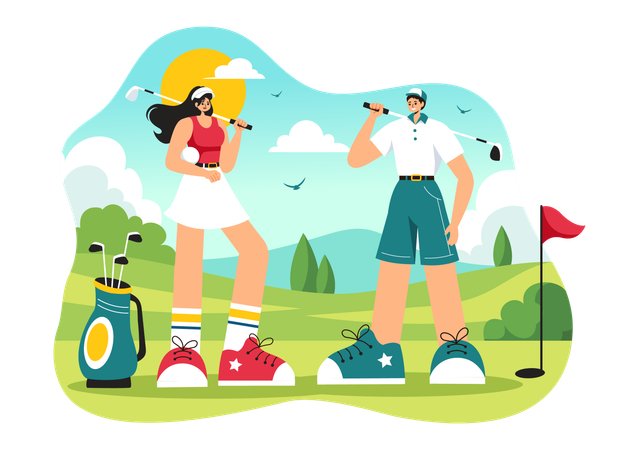 Man Playing Golf  Illustration