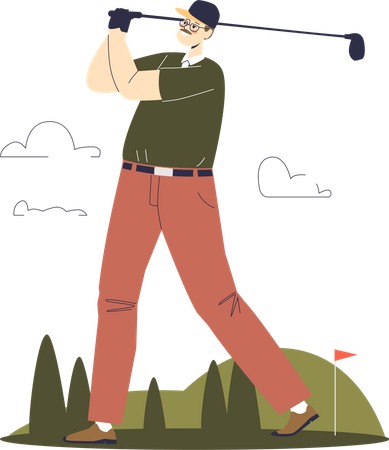 Man playing golf  イラスト