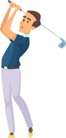 Man Playing Golf  イラスト