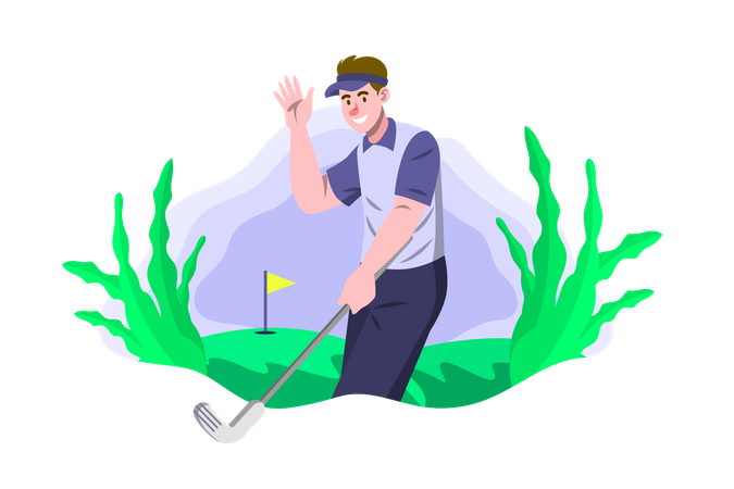 Man playing golf  イラスト