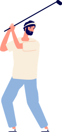 Man playing golf  イラスト
