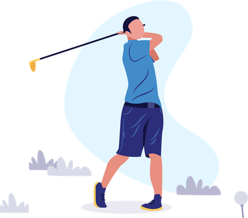 Man playing golf  イラスト