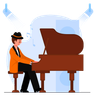 illustrations of man playing grand piano