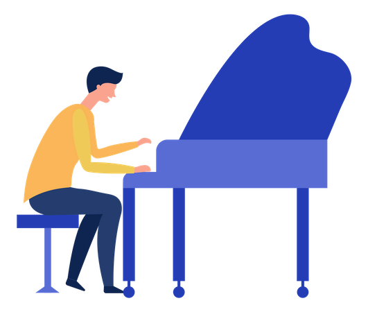 Man playing grand piano  Illustration