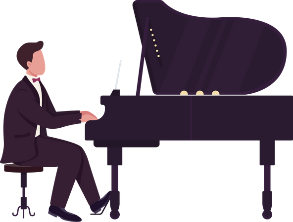 Man playing grand piano  Illustration