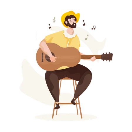 Man Playing Guitar Illustration