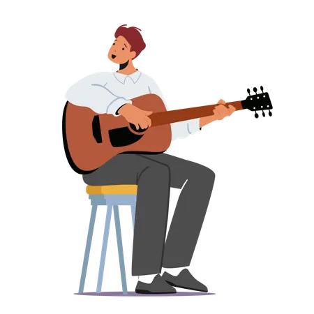 Man Playing Guitar  Illustration